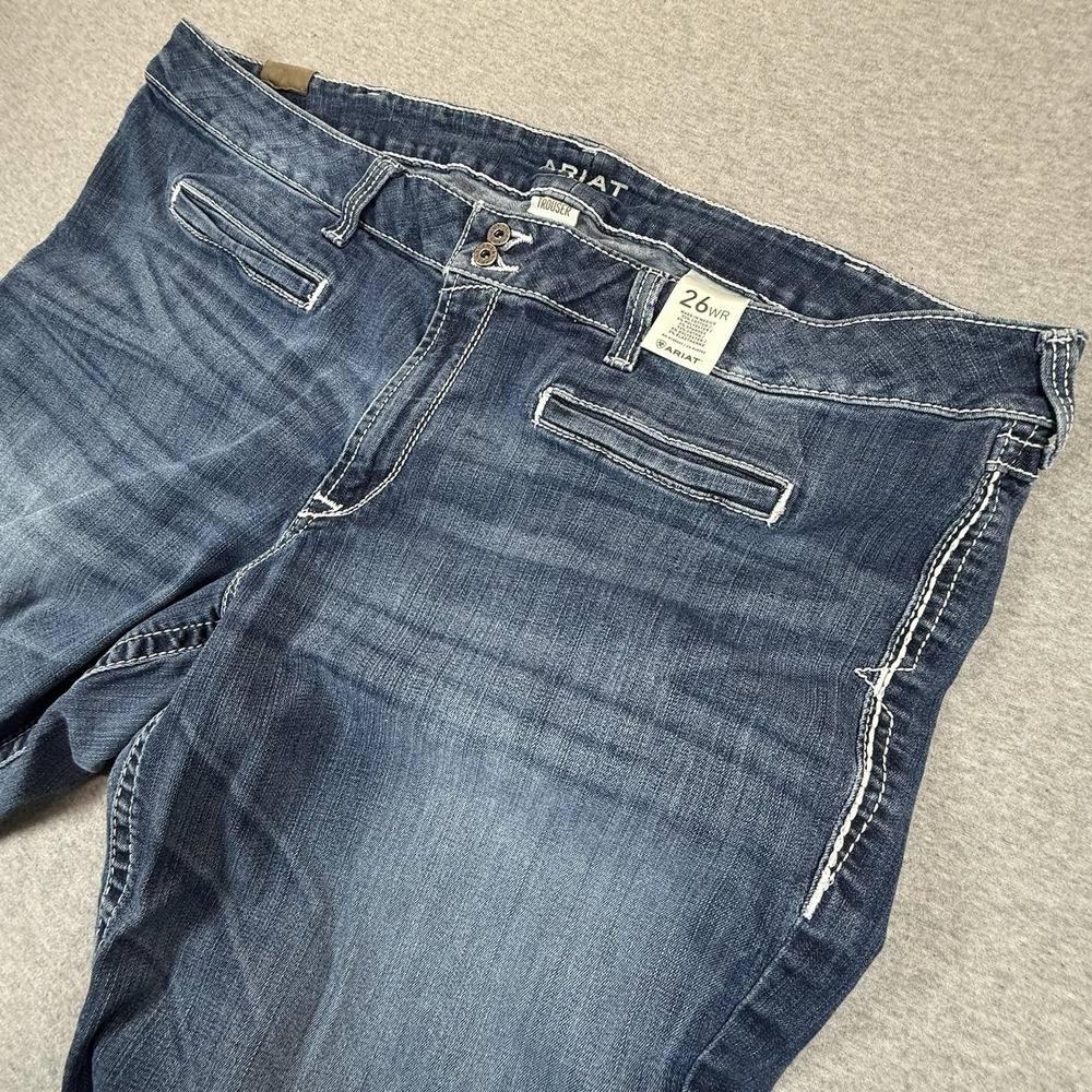Ariat Womens Trouser Mid Rise Stretch Entwined Wide Leg Jeans 26WR Blue